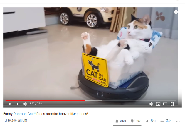 【YouTube厳選猫動画】乗り心地はいかが？ ルンバに乗って運ばれる猫の画像2