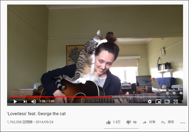 【YouTube厳選猫動画】「ギターじゃなくて僕を触って！」 演奏を妨害しまくる猫の画像2